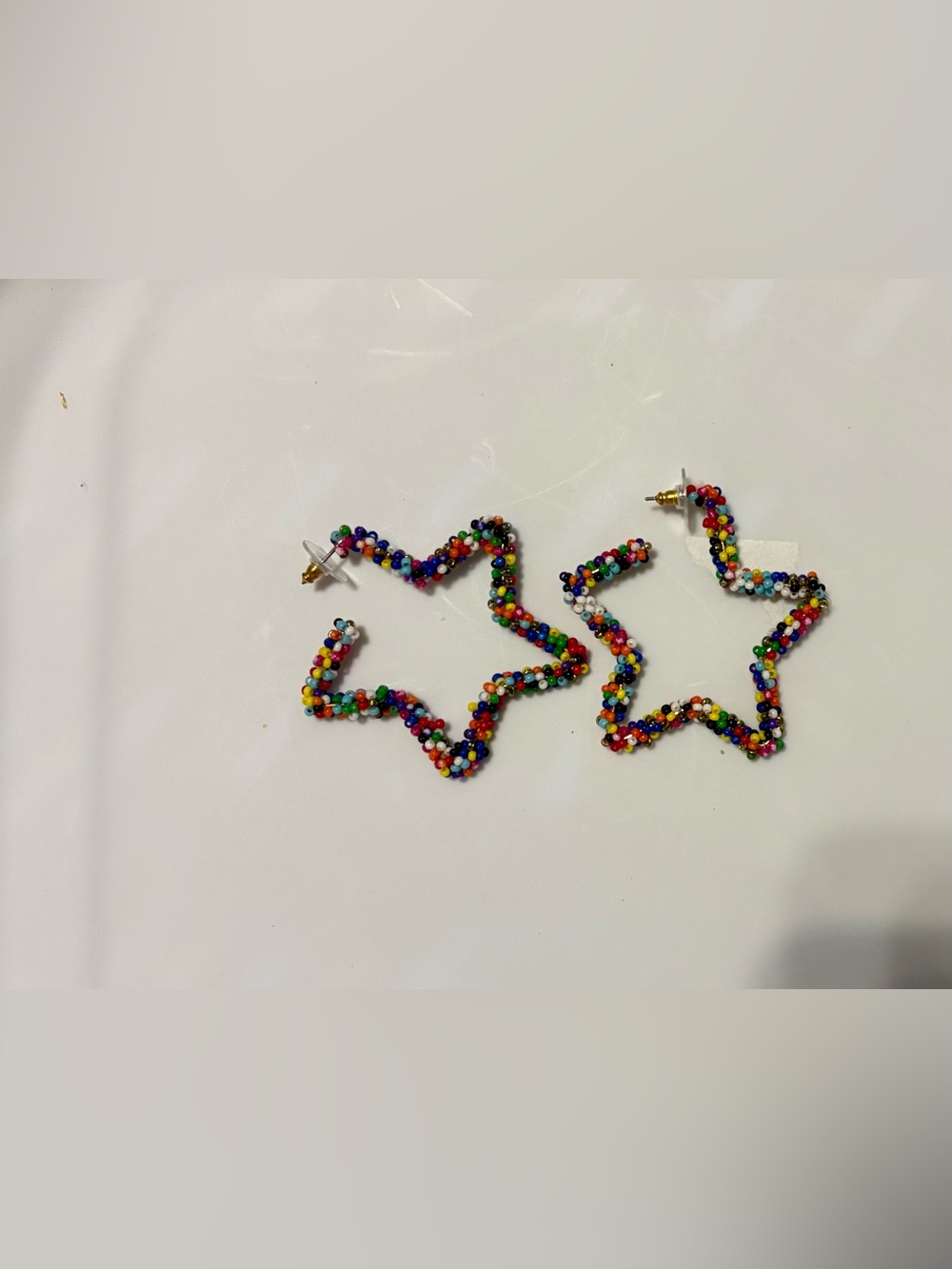 477- beaded star hoop earrings